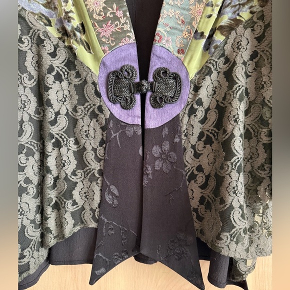 Spencer Alexis Top 2X Floral Kimono Jacket Black|Lace|Velvet Burnout|Artsy - Picture 8 of 14